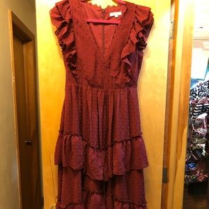 Burgundy Swiss Dot Dress
